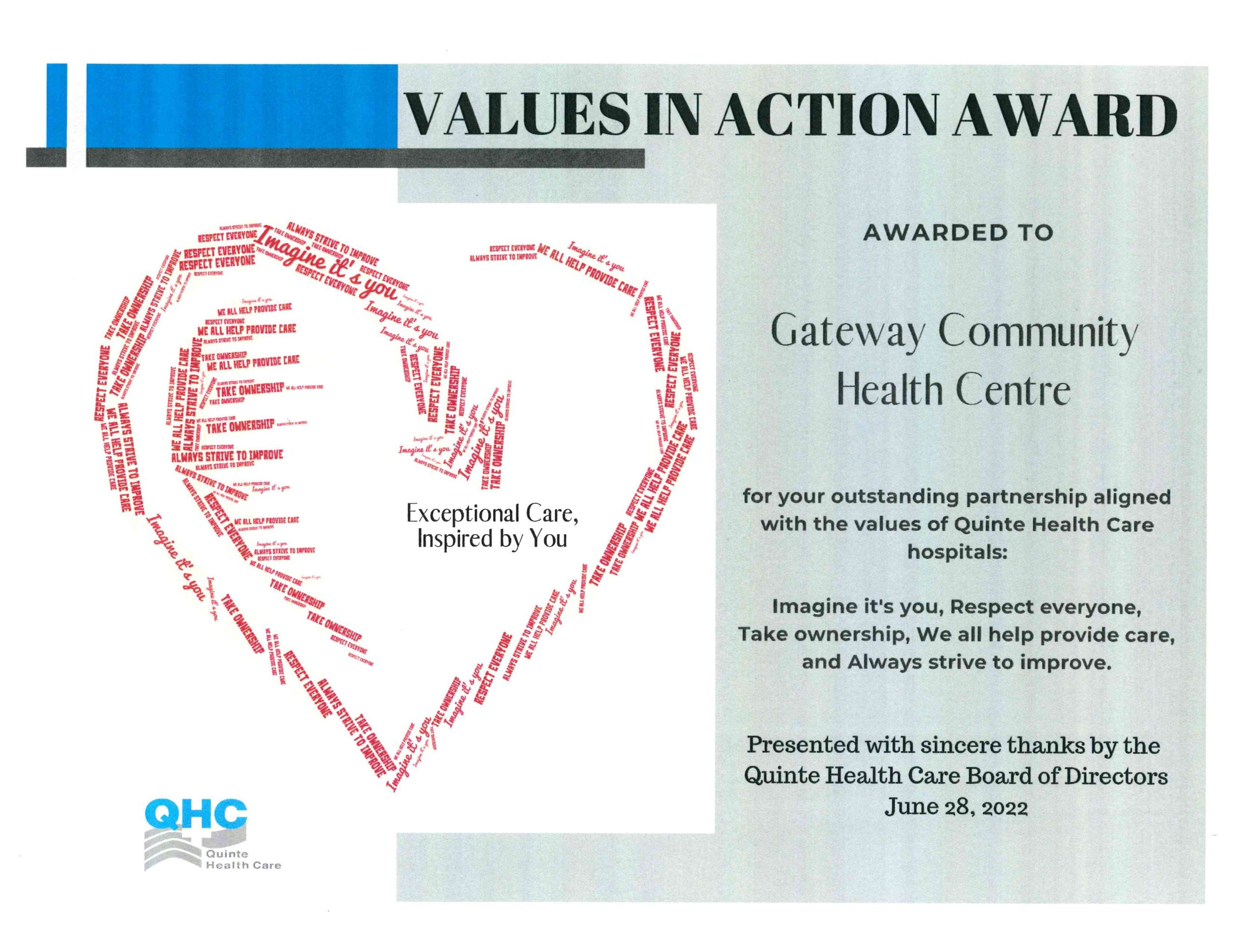 Values In Action Award